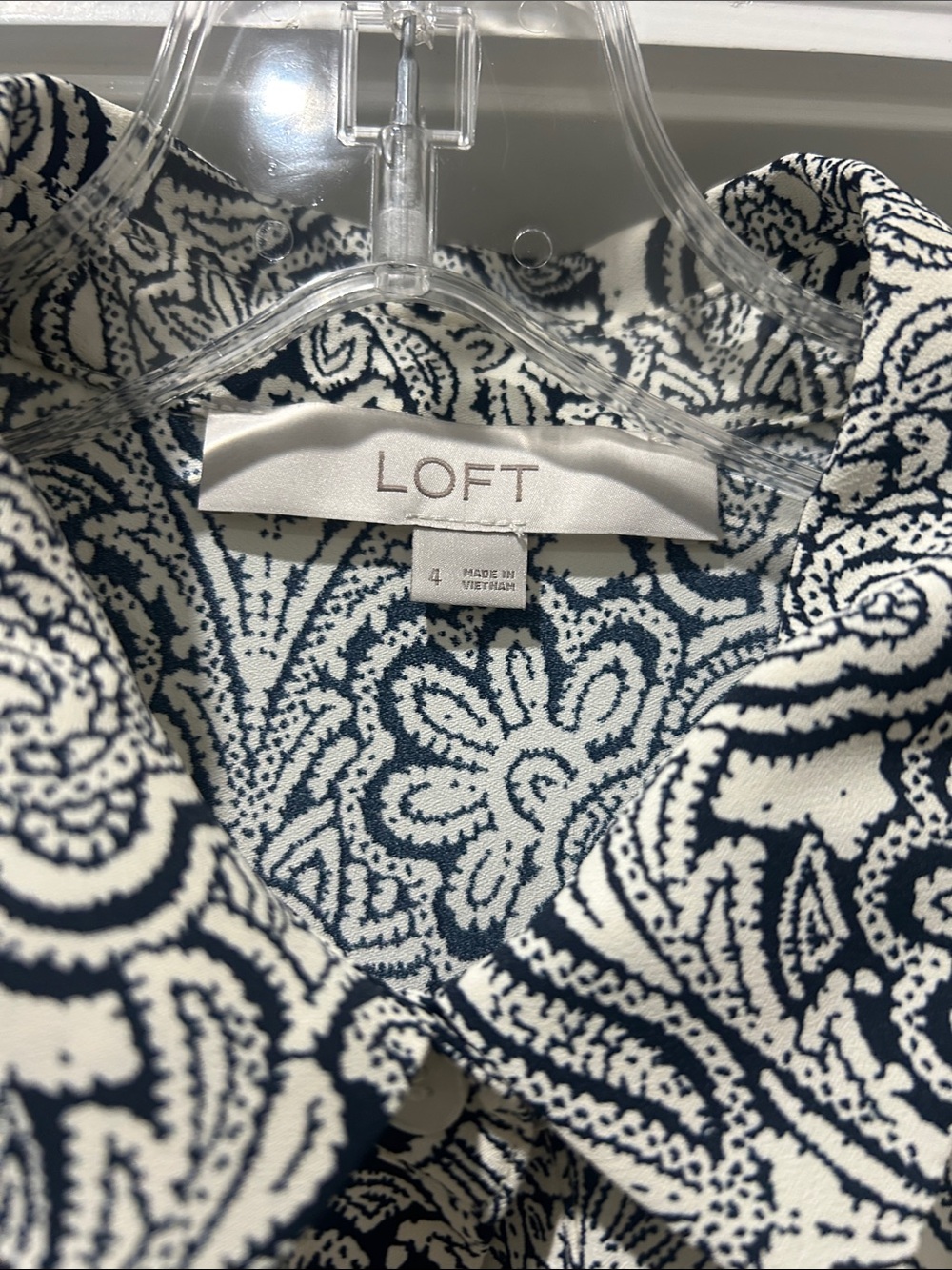 LOFT Navy & Cream Paisley Maxi Shirt Dress - Picture 2 of 4
